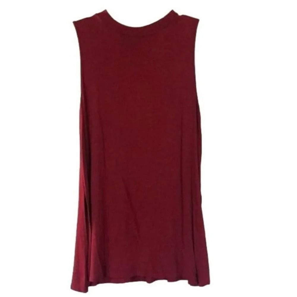 Cha Cha Vente‎ Burgundy Sleeveless Mock Neck Casual Tank Top Y2K
